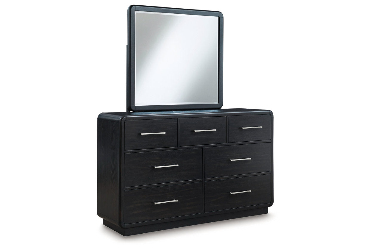 Rowanbeck Gray/Black Upholstered Panel Bedroom Set from Ashley - Luna Furniture