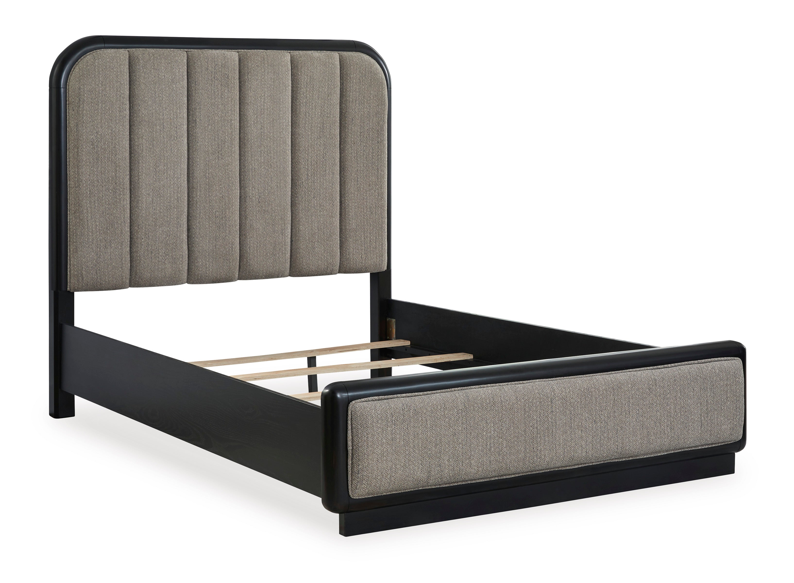 Rowanbeck Gray/Black Upholstered Panel Bedroom Set from Ashley - Luna Furniture