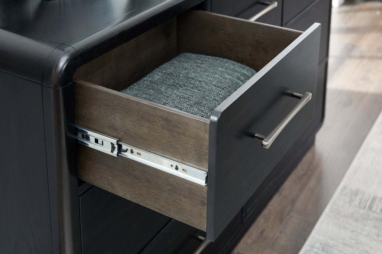 Rowanbeck Black Dresser and Mirror - Ashley - Luna Furniture