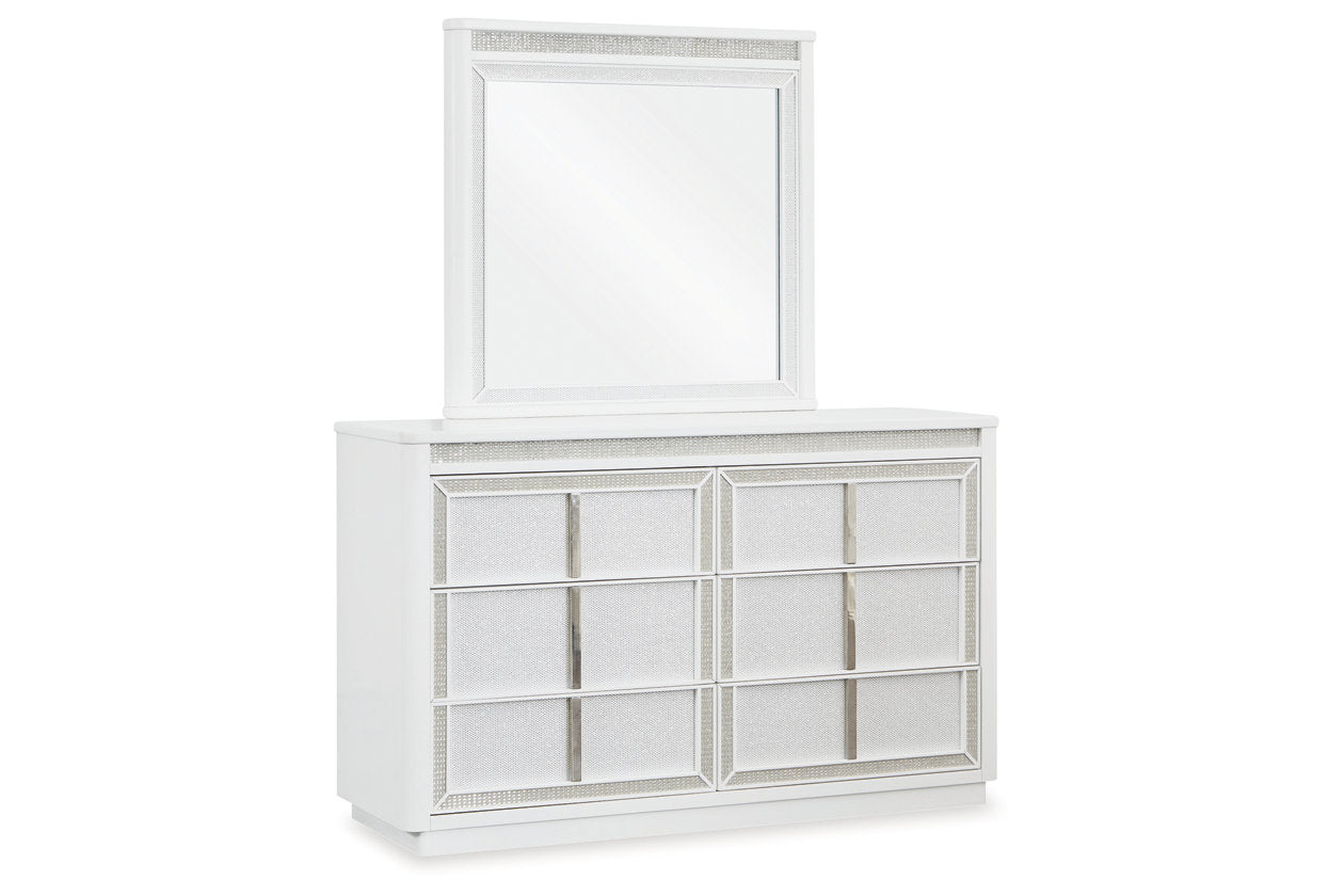 Chalanna White Dresser and Mirror - Ashley - Luna Furniture