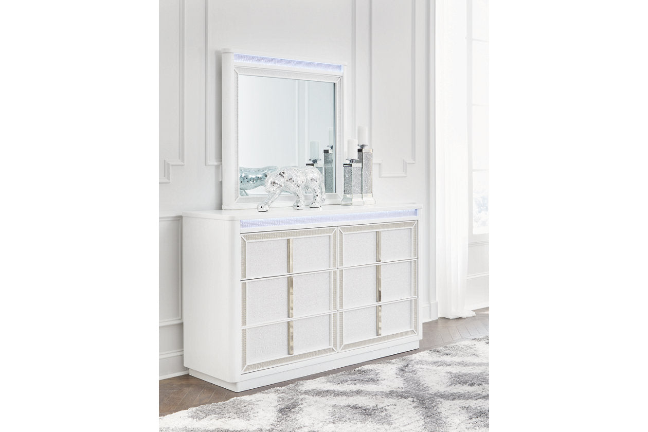Chalanna White Dresser and Mirror - Ashley - Luna Furniture