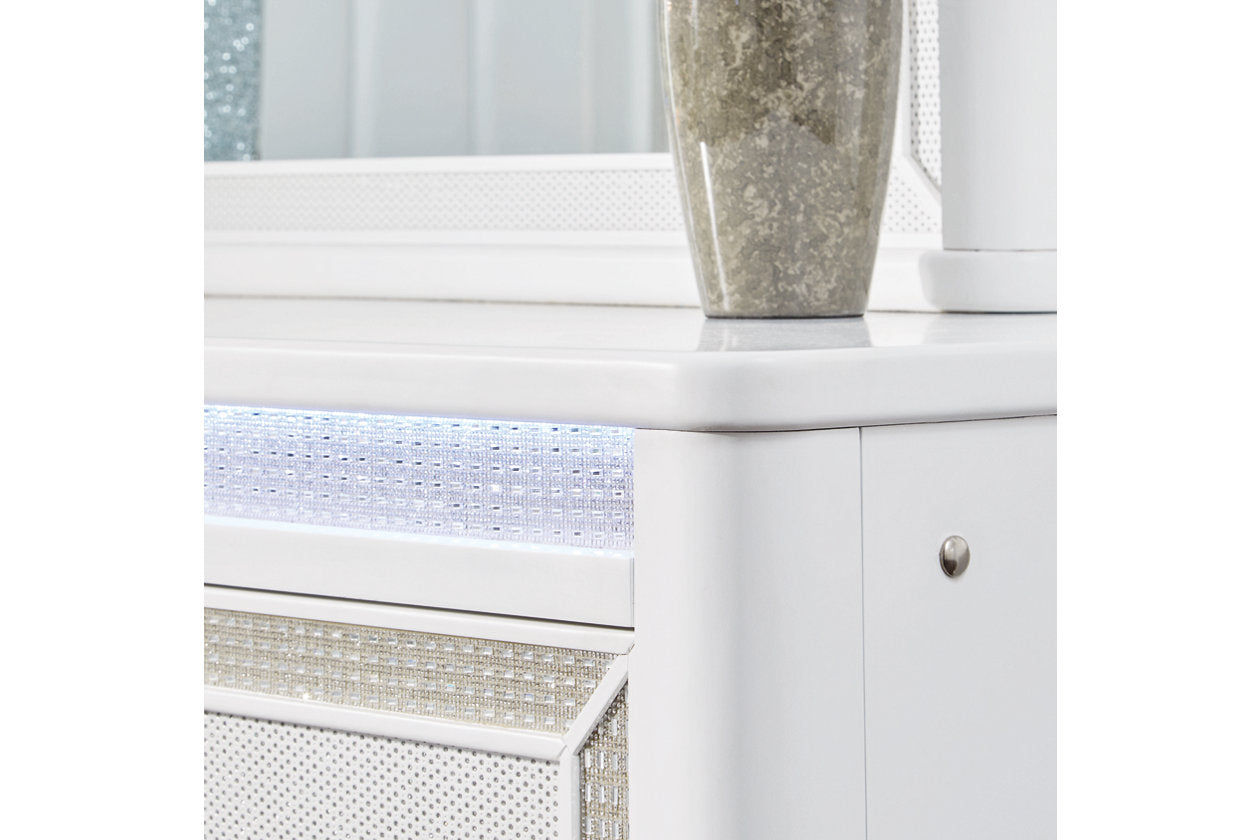 Chalanna White Dresser and Mirror - Ashley - Luna Furniture