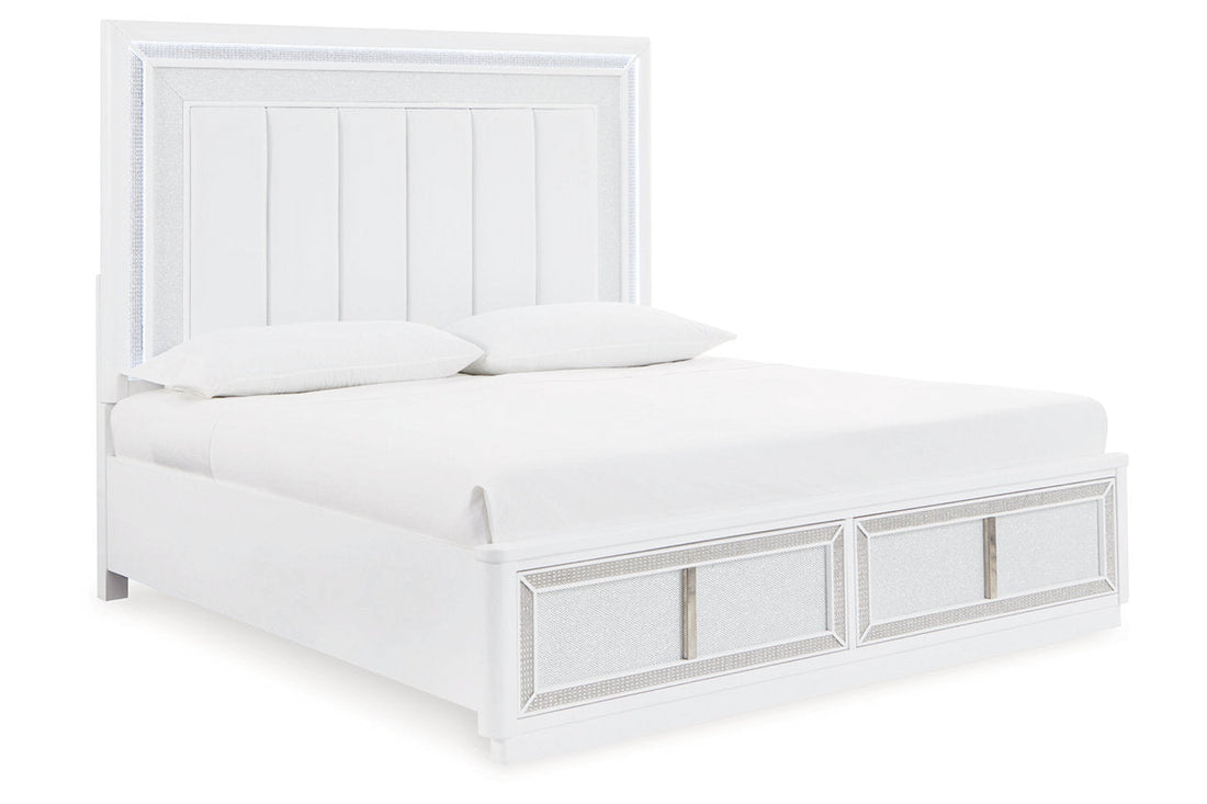 Chalanna White Queen Upholstered Storage Bed - Ashley - Luna Furniture