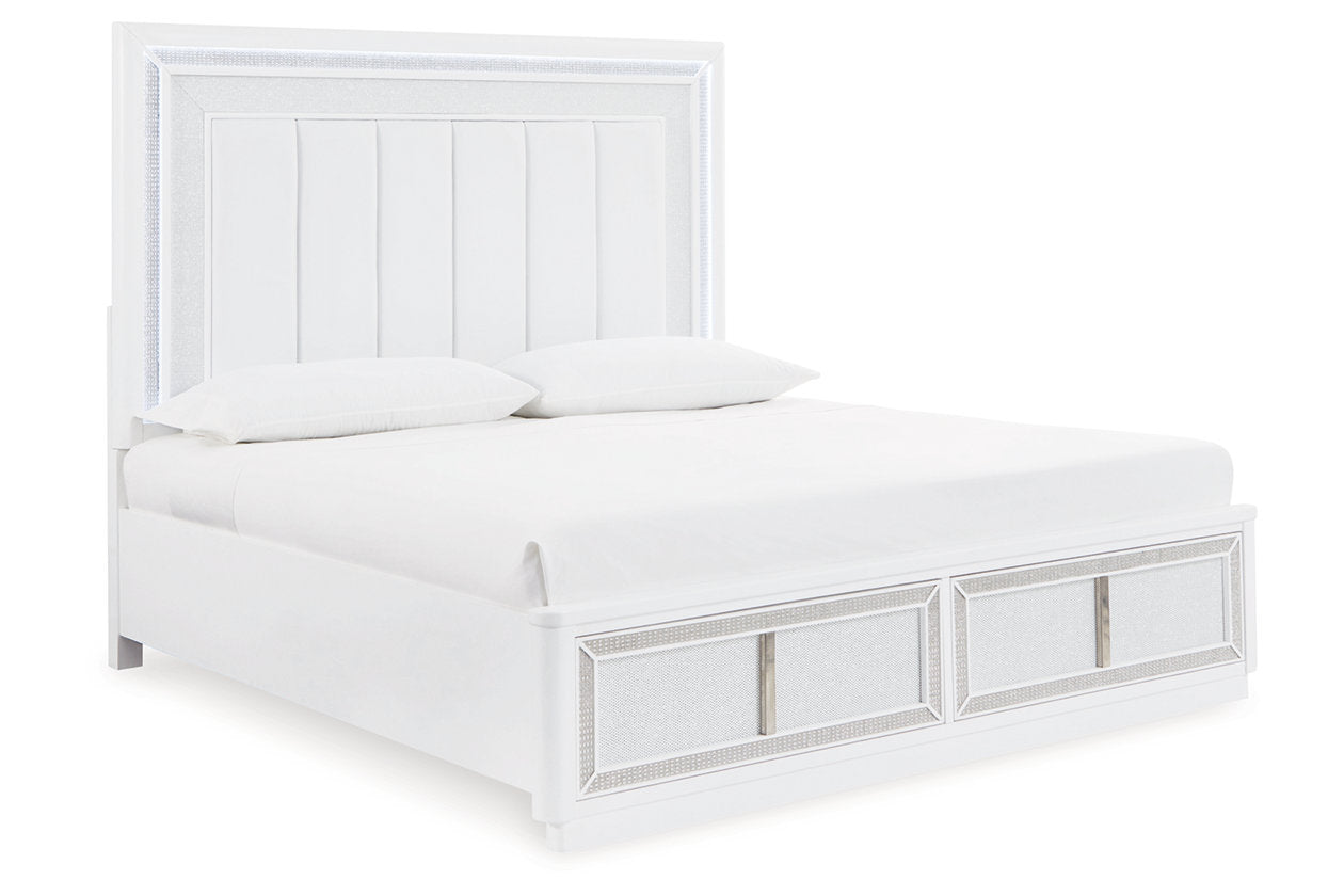 Chalanna White California King Upholstered Storage Bed - Ashley - Luna Furniture