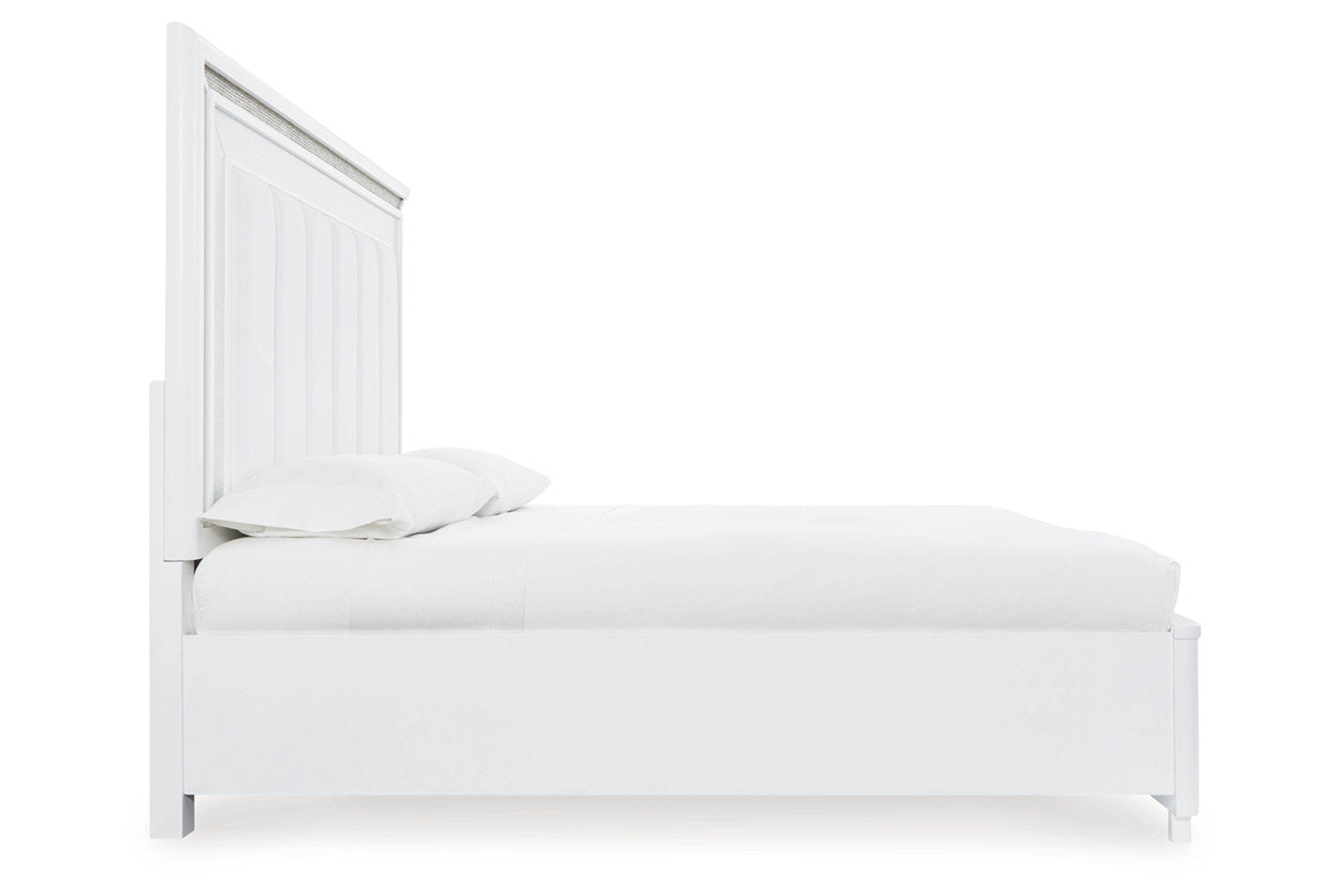 Chalanna White King Upholstered Storage Bed - Ashley - Luna Furniture