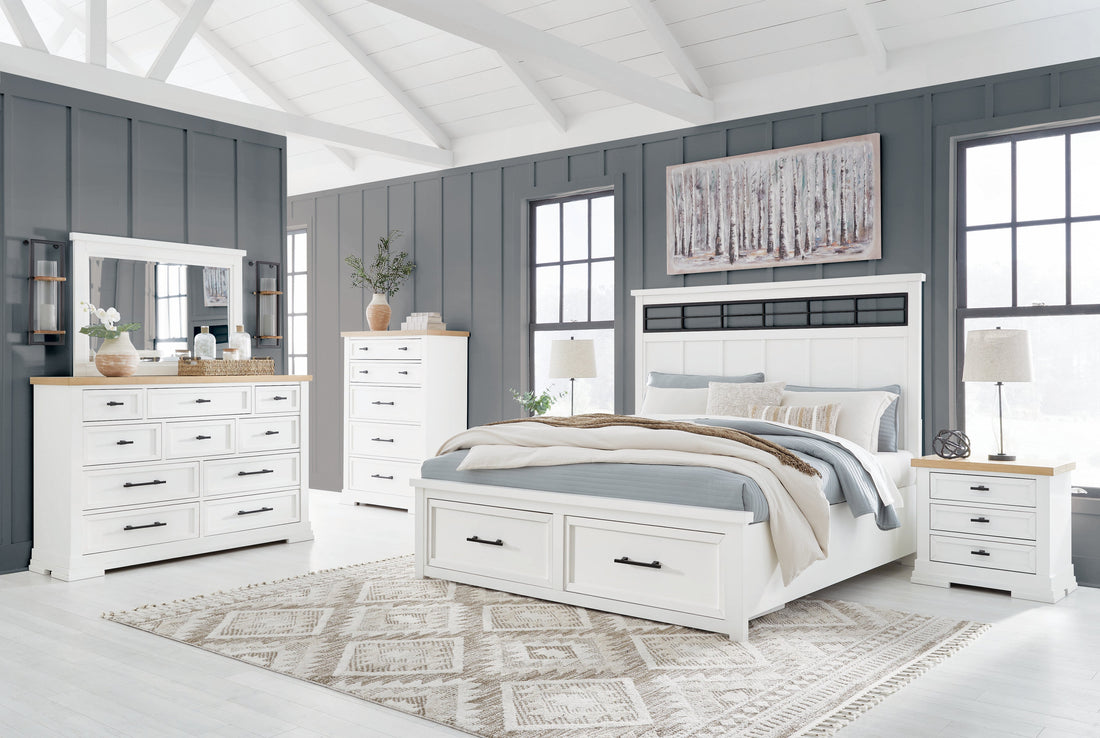 Ashbryn White/Natural Panel Storage Bedroom Set from Ashley - Luna Furniture