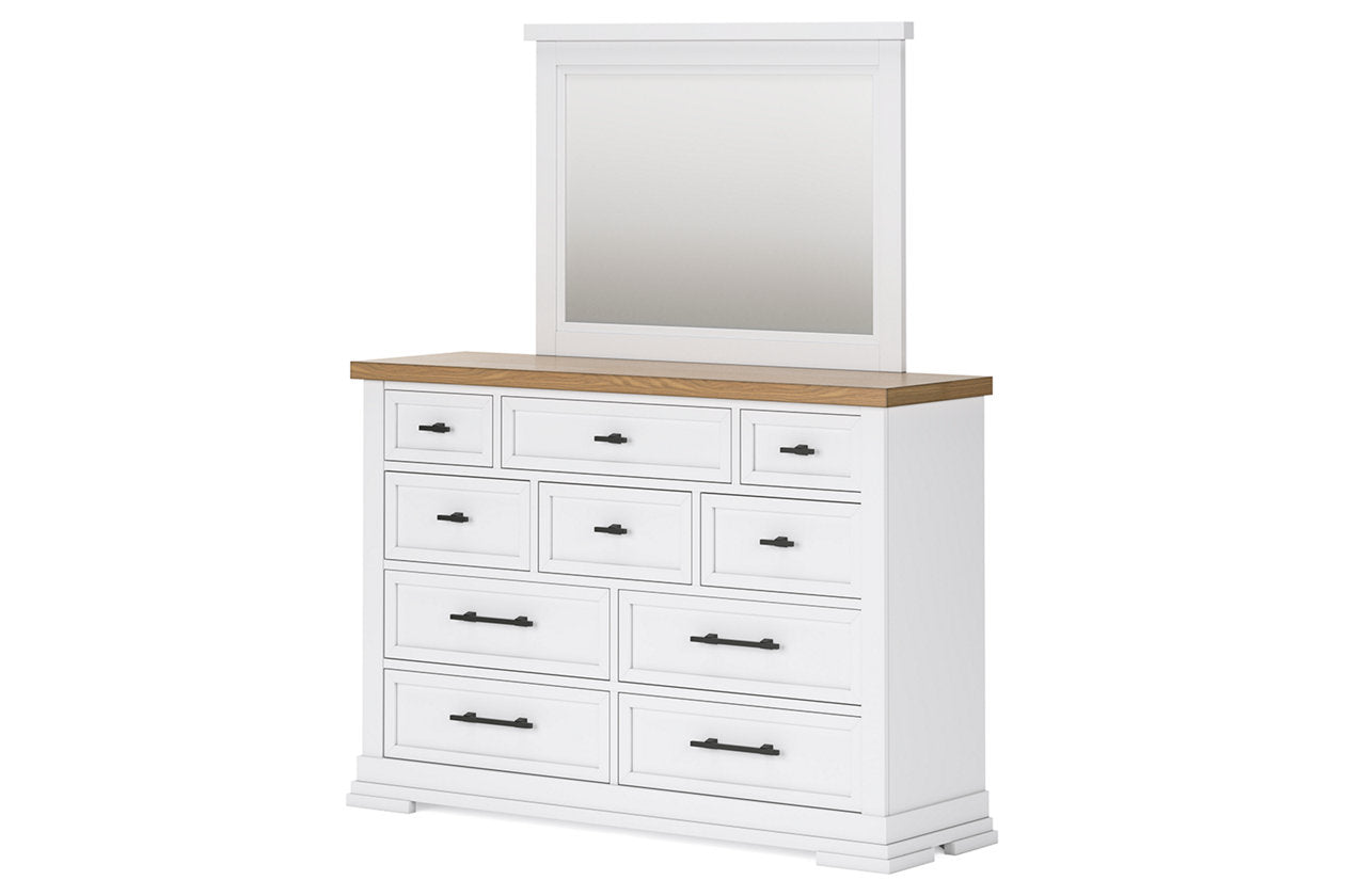 Ashbryn White/Natural Dresser and Mirror - Ashley - Luna Furniture