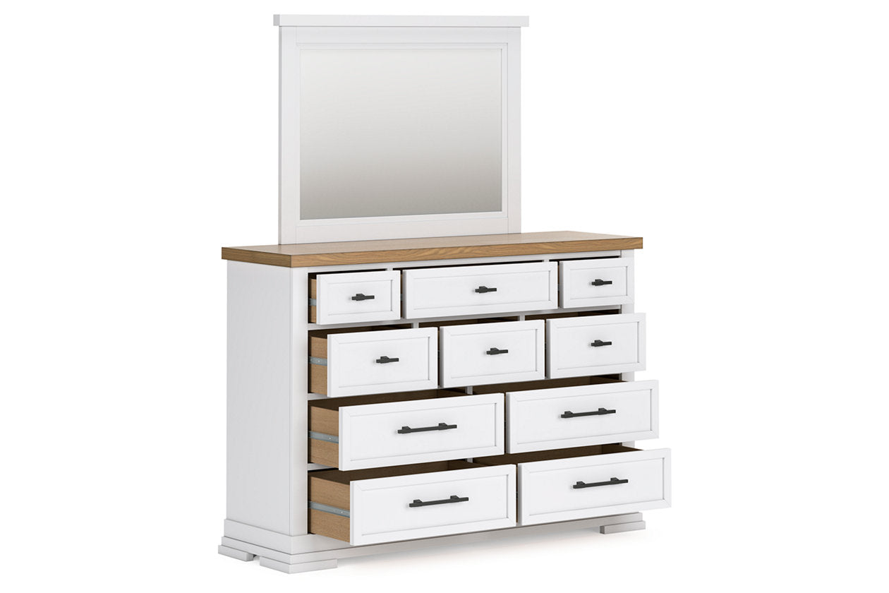 Ashbryn White/Natural Dresser and Mirror - Ashley - Luna Furniture