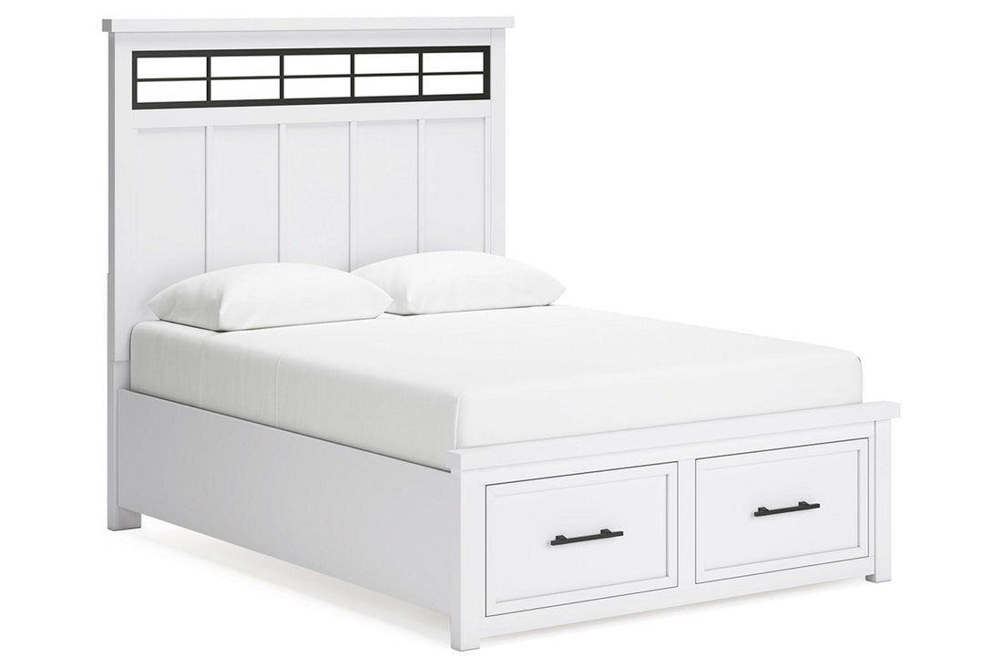 Ashbryn White/Natural Queen Platform Storage Bed - Ashley - Luna Furniture