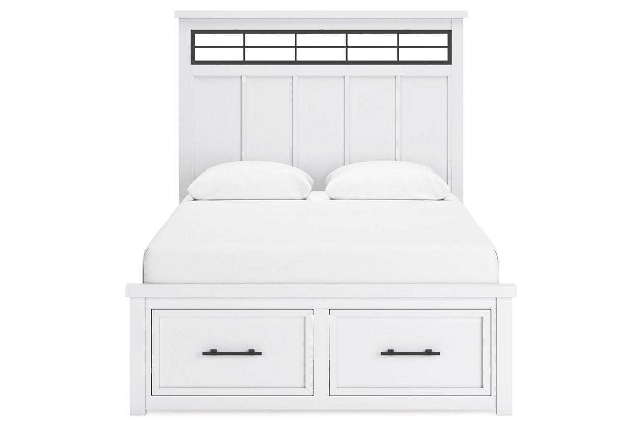 Ashbryn White/Natural Queen Platform Storage Bed - Ashley - Luna Furniture