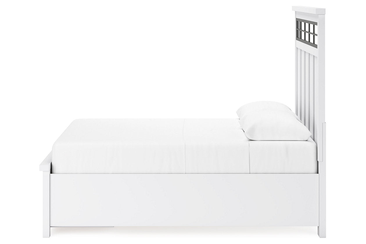 Ashbryn White/Natural Queen Platform Storage Bed - Ashley - Luna Furniture