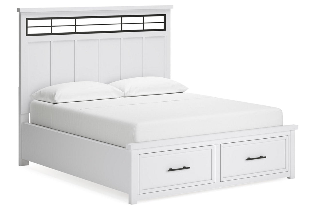 Ashbryn White/Natural California King Panel Storage Bed - Ashley - Luna Furniture