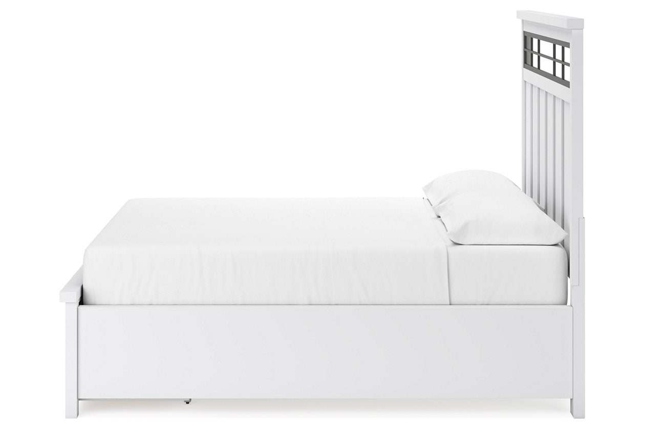 Ashbryn White/Natural California King Panel Storage Bed - Ashley - Luna Furniture