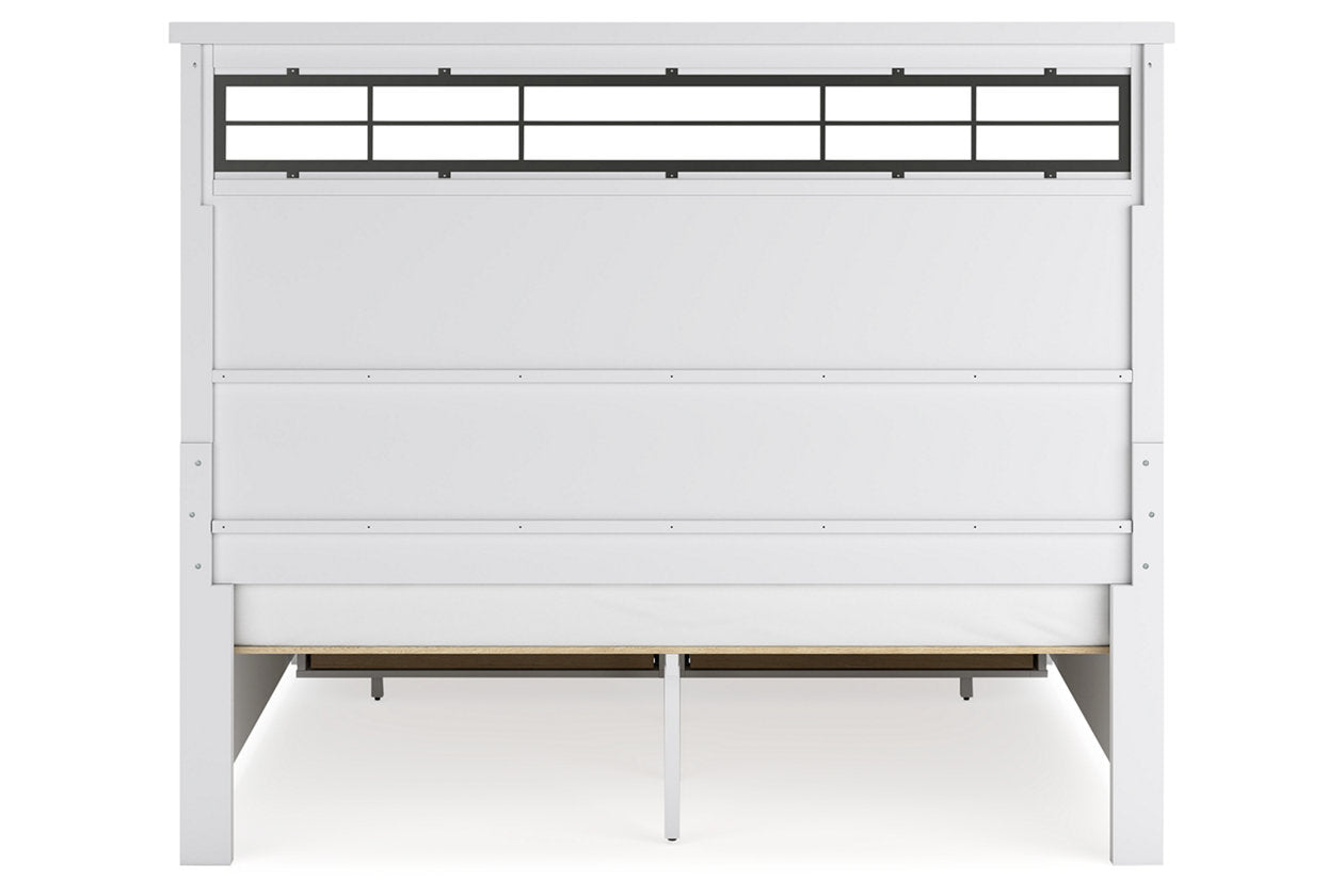 Ashbryn White/Natural King Panel Storage Bed - Ashley - Luna Furniture