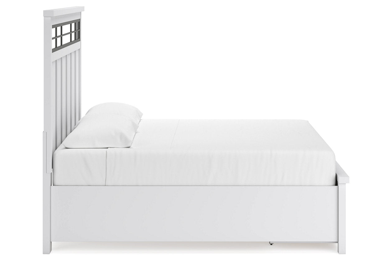 Ashbryn White/Natural King Panel Storage Bed - Ashley - Luna Furniture