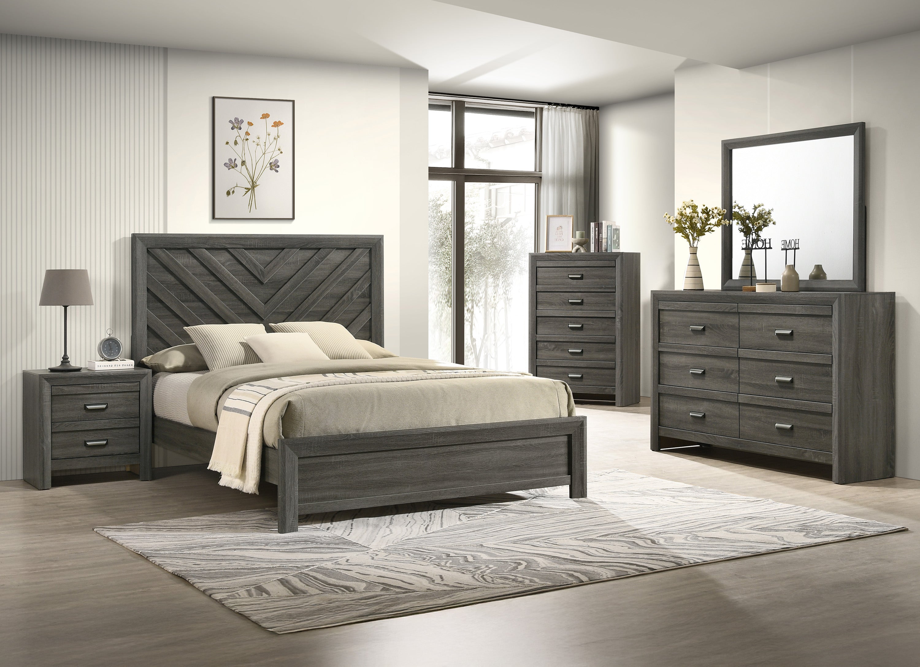 Valor Gray Full Panel Bed from Crown Mark - Luna Furniture
