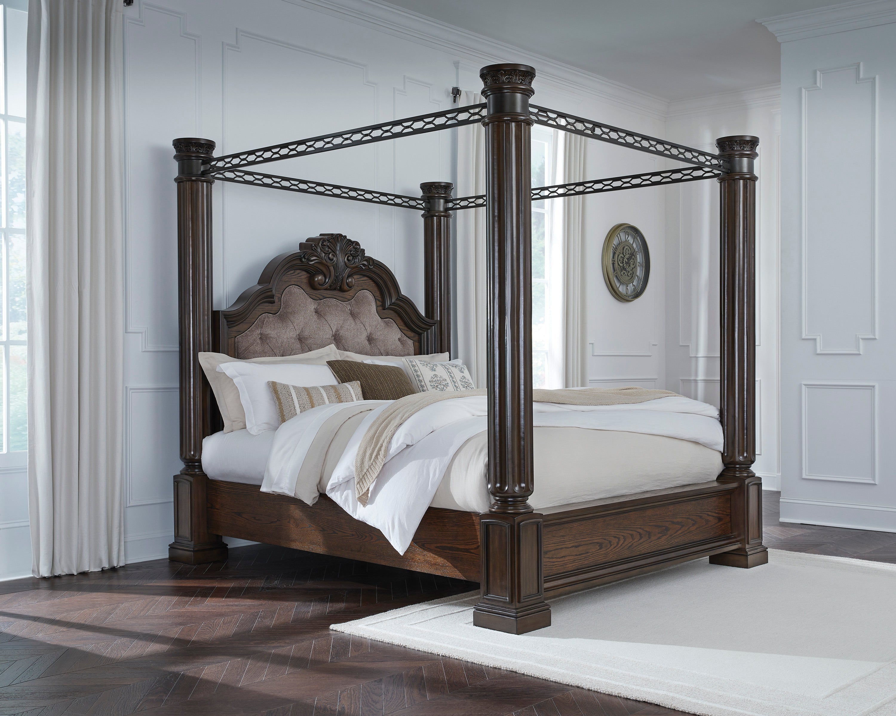 Maylee Dark Brown King Canopy Bed from Ashley - Luna Furniture
