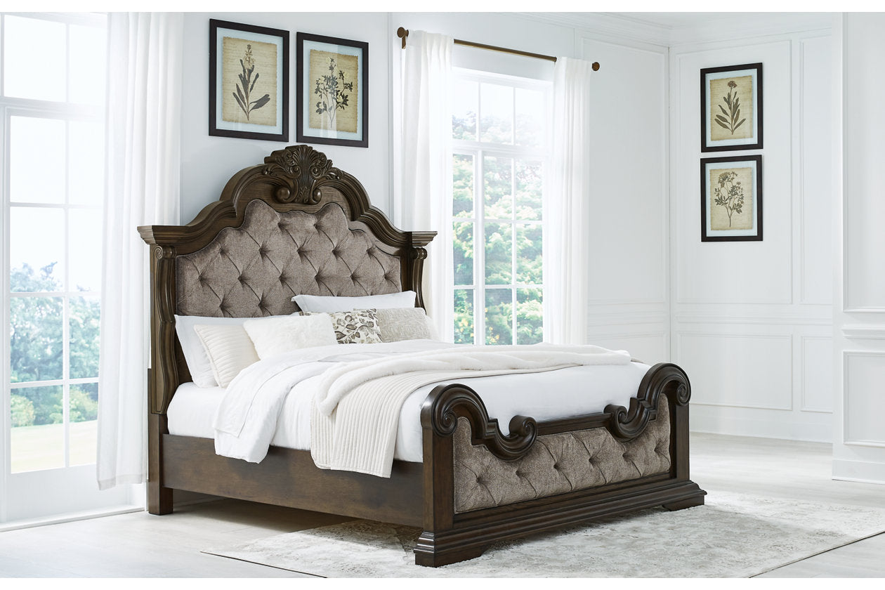 Maylee Dark Brown California King Upholstered Bed - Ashley - Luna Furniture