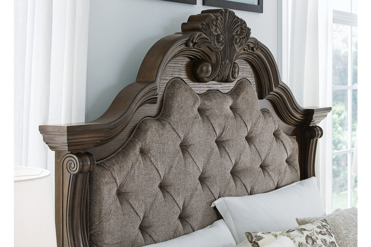 Maylee Dark Brown King Upholstered Bed - Ashley - Luna Furniture