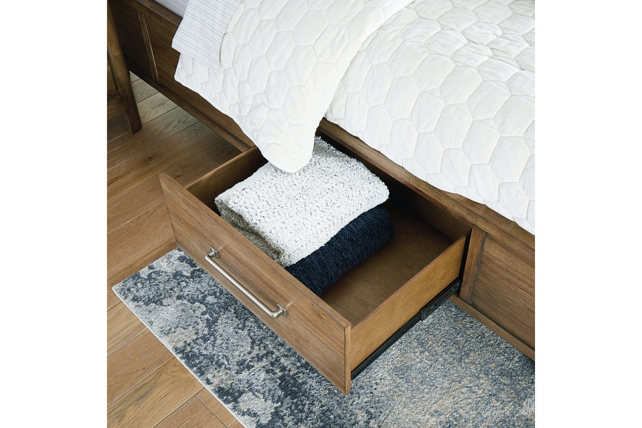 Cabalynn Light Brown Queen Panel Bed with Storage - Ashley - Luna Furniture