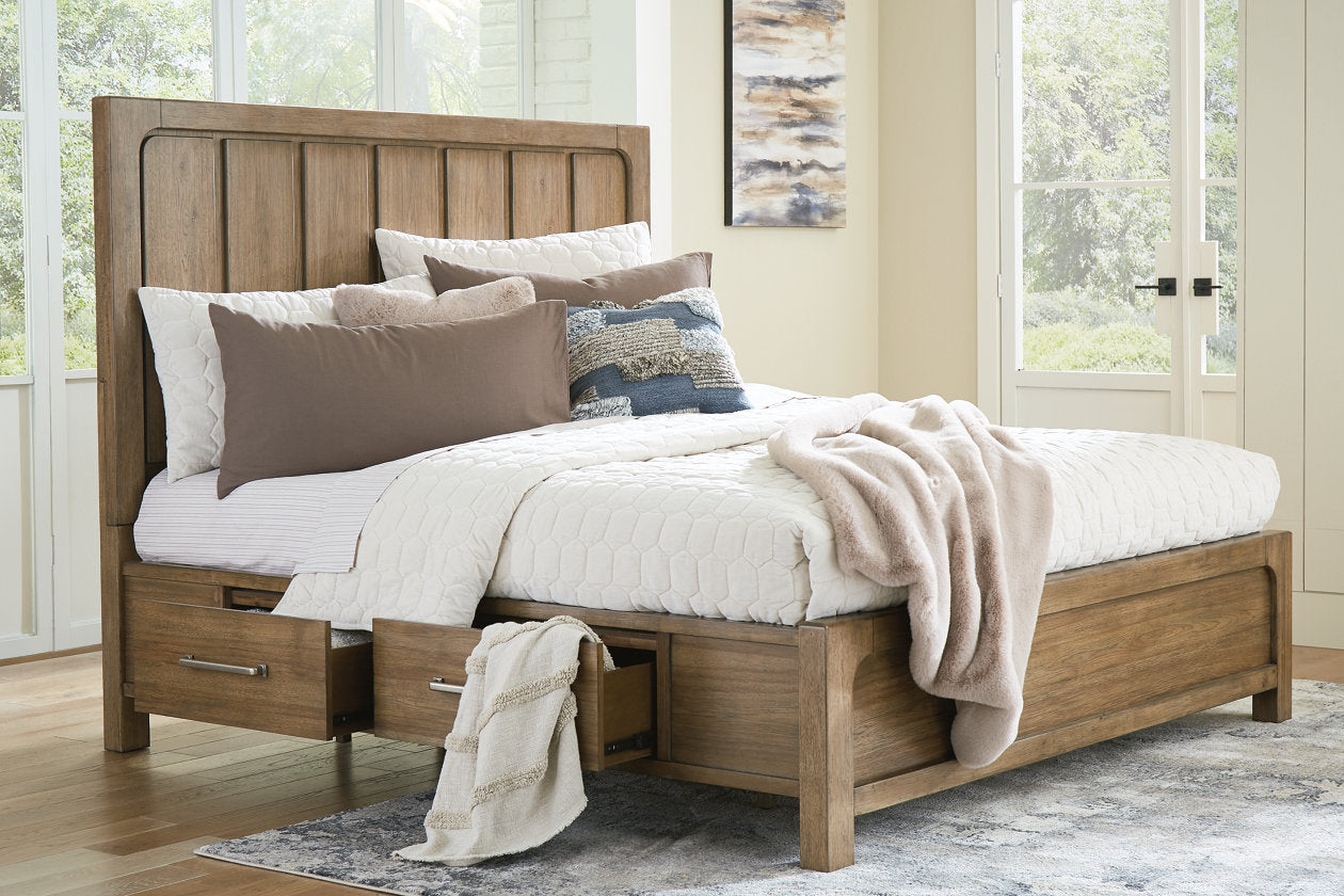 Cabalynn Light Brown King Panel Bed with Storage - Ashley - Luna Furniture