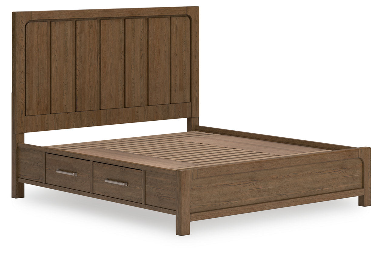 Cabalynn Light Brown California King Panel Bed with Storage - Ashley - Luna Furniture