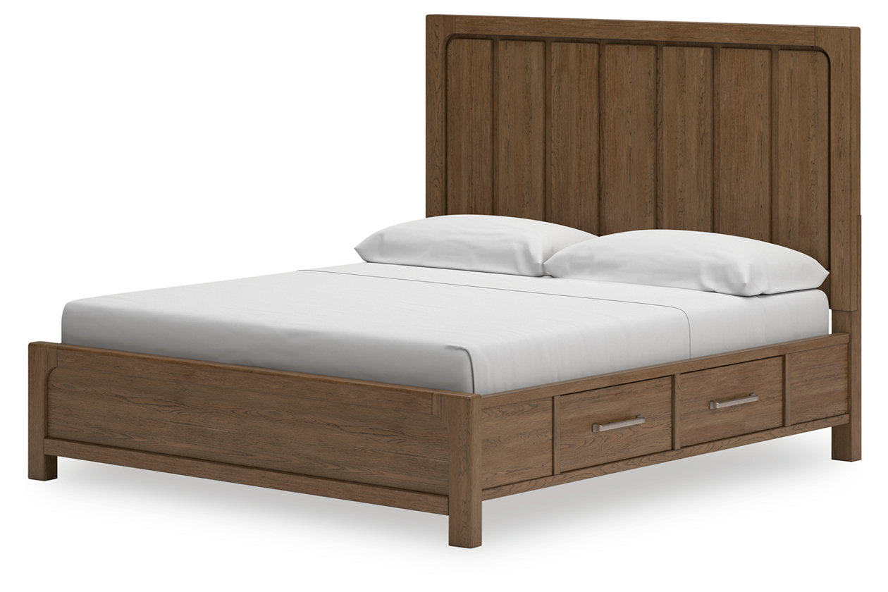 Cabalynn Light Brown King Panel Bed with Storage - Ashley - Luna Furniture