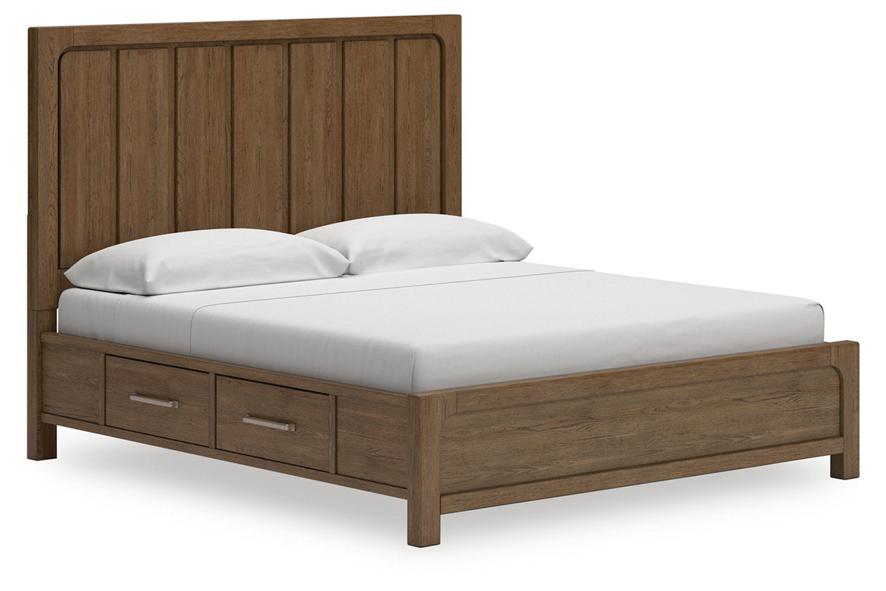 Cabalynn Light Brown King Panel Bed with Storage - Ashley - Luna Furniture