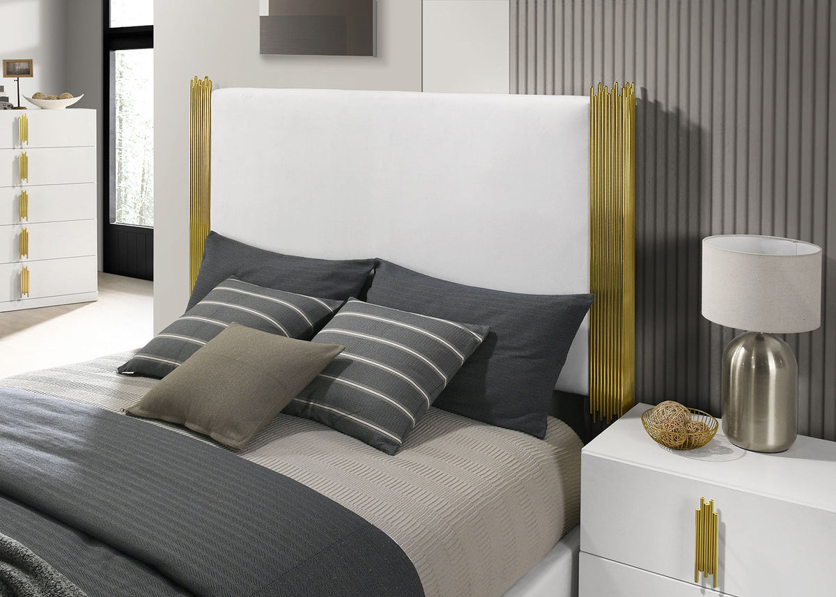 Basildon White/Gold Contemporary Bedroom Set