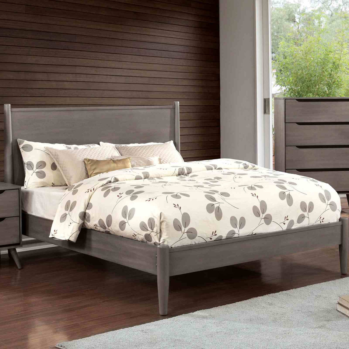 Lennart Gray Mid-Century Bedroom Set