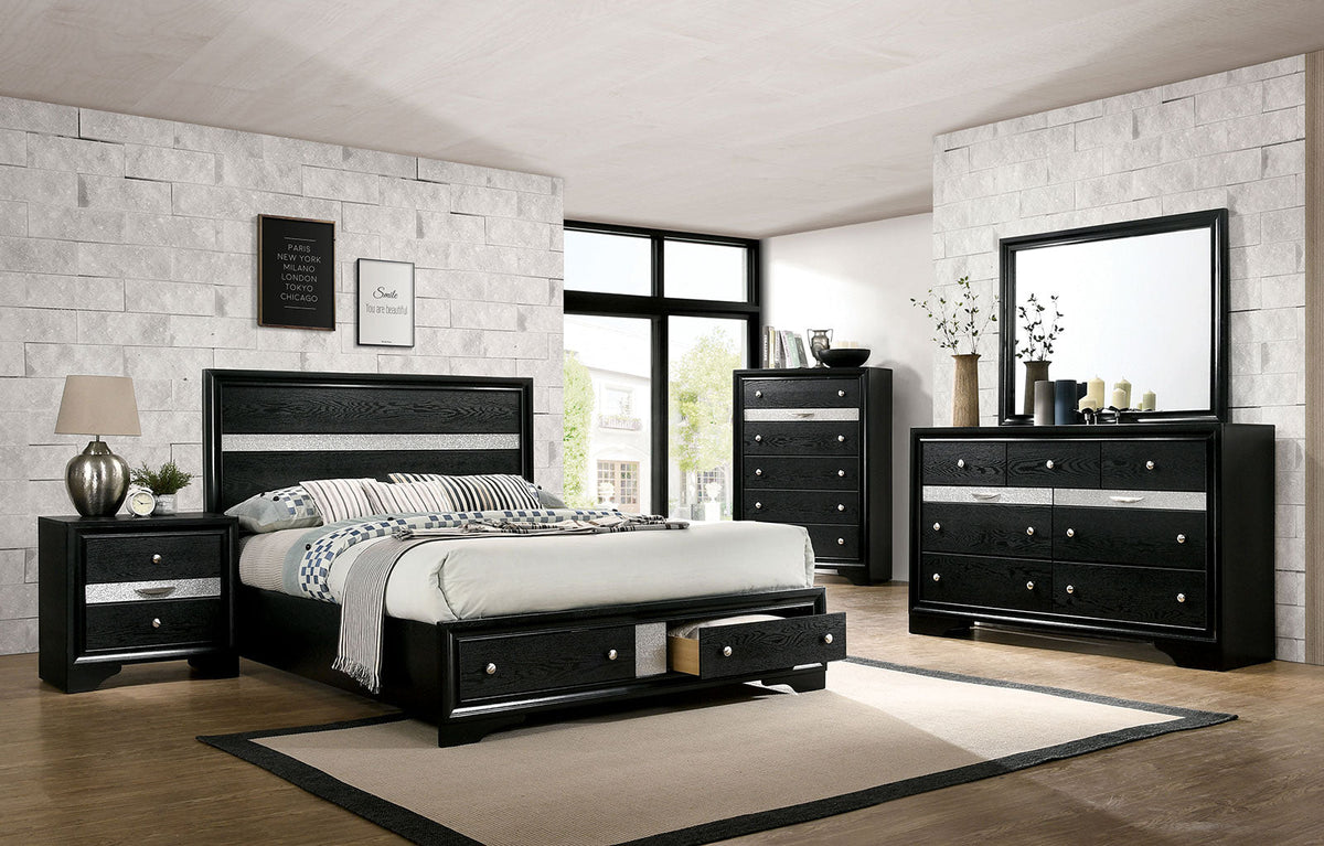 Chrissy Black Contemporary Storage Bedroom Set