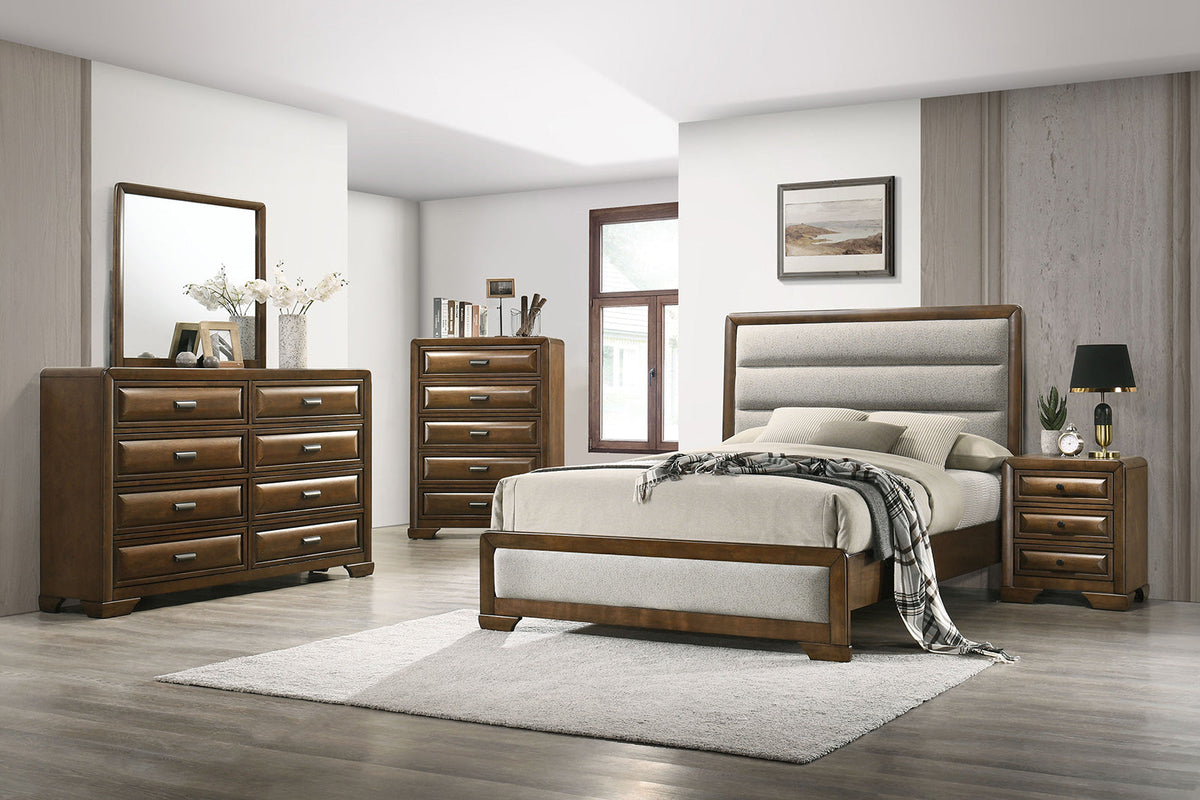 Caerwys Brown/Light Gray Transitional Bedroom Set