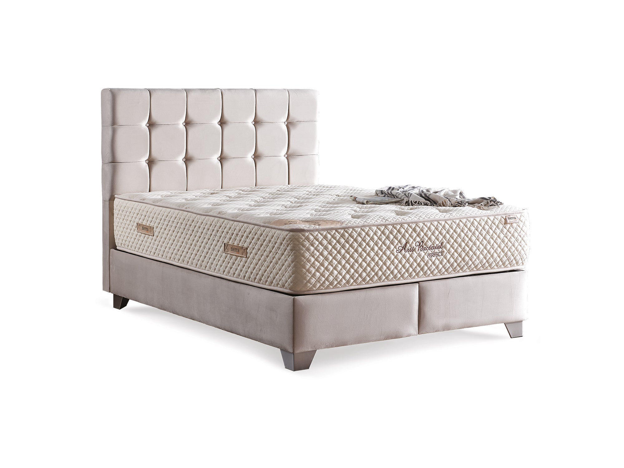 Cenova Twin Storage Bed With Headboard in Cream