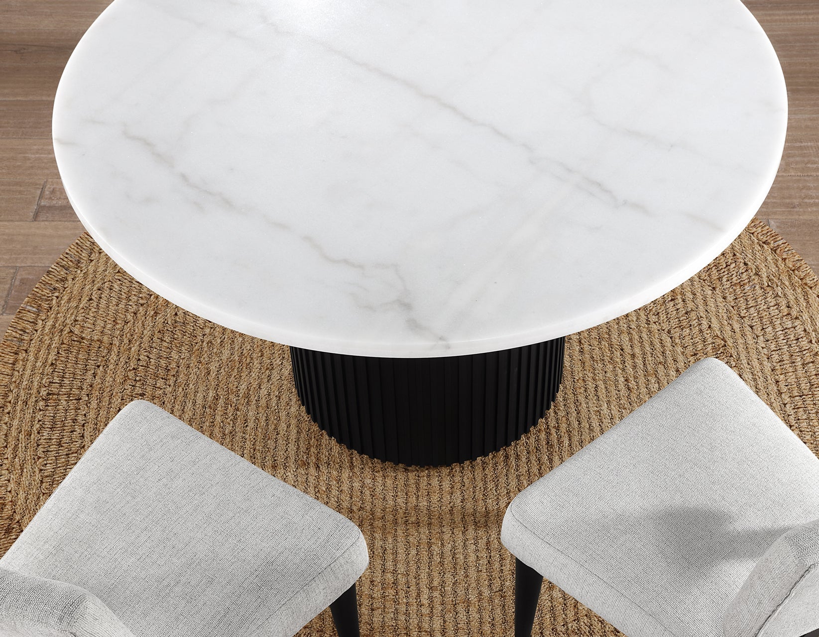 Colvin Black/White Round Marble Top Dining Room Set