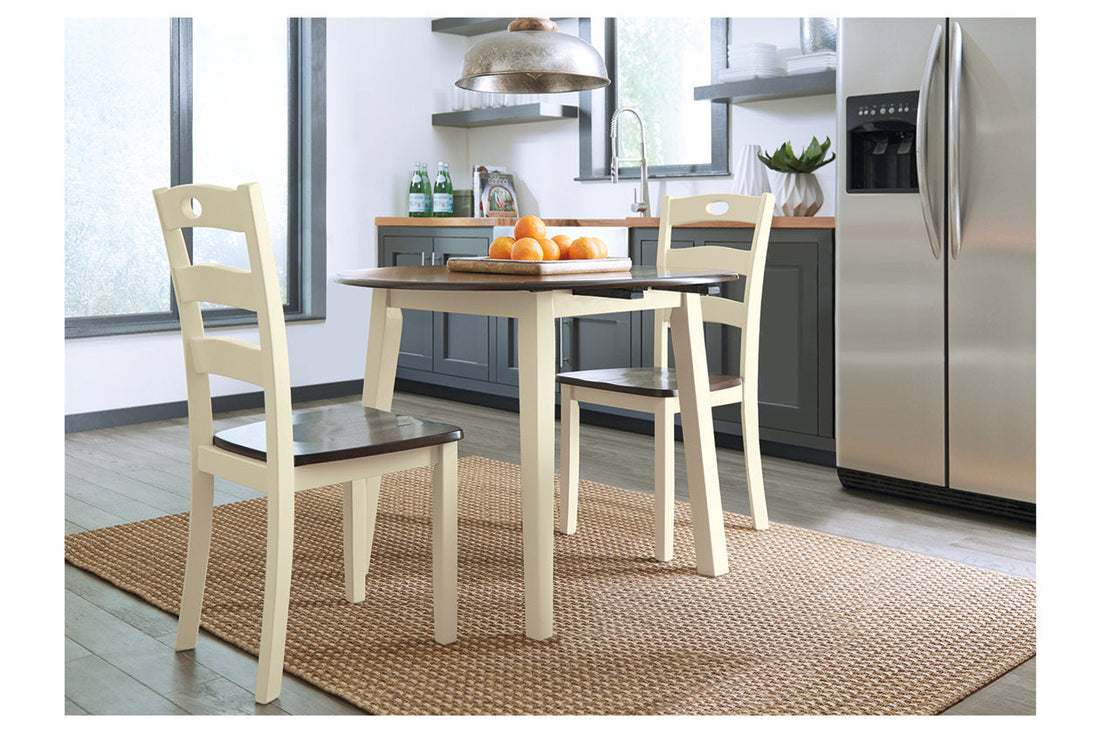 Woodanville Cream/Brown Dining Table with 2 Chairs - Ashley - Luna Furniture
