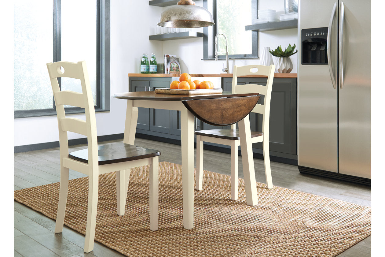 Woodanville Cream/Brown Dining Table with 2 Chairs - Ashley - Luna Furniture
