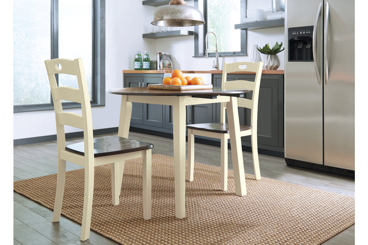 Woodanville Cream/Brown Dining Table with 2 Chairs - Ashley - Luna Furniture