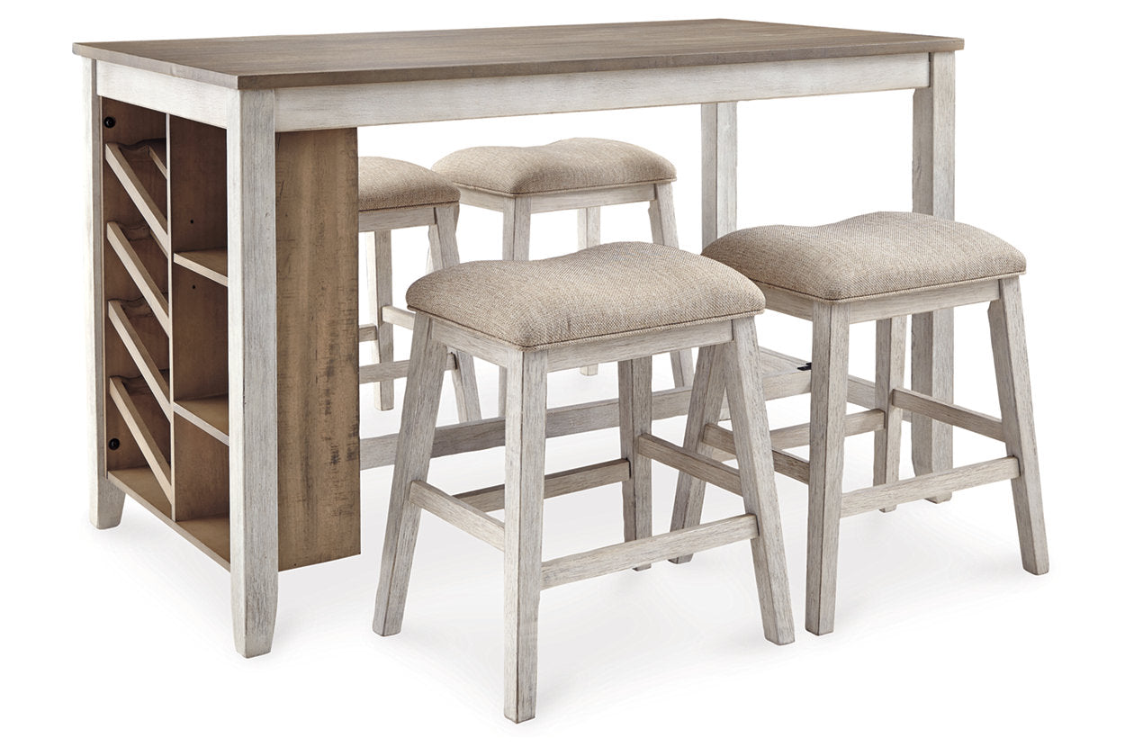 Skempton White/Light Brown Counter Height Dining Table and 4 Barstools from Ashley - Luna Furniture