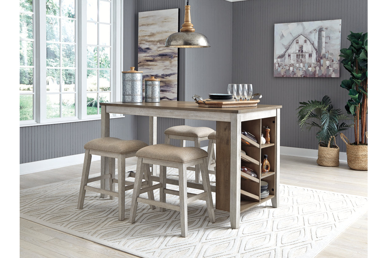 Skempton White/Light Brown Counter Height Dining Table and 4 Barstools from Ashley - Luna Furniture