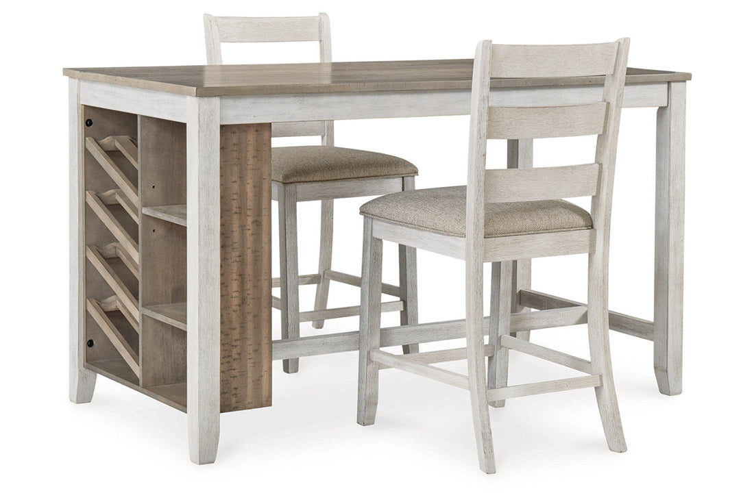 Skempton White/Light Brown Counter Height Dining Table and 2 Barstools - Ashley - Luna Furniture