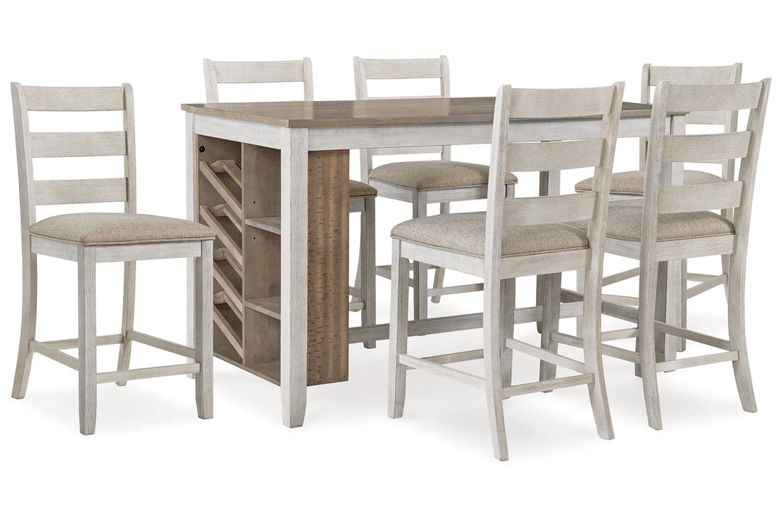 Skempton Two-tone Counter Height Dining Table and 6 Barstools from Ashley - Luna Furniture