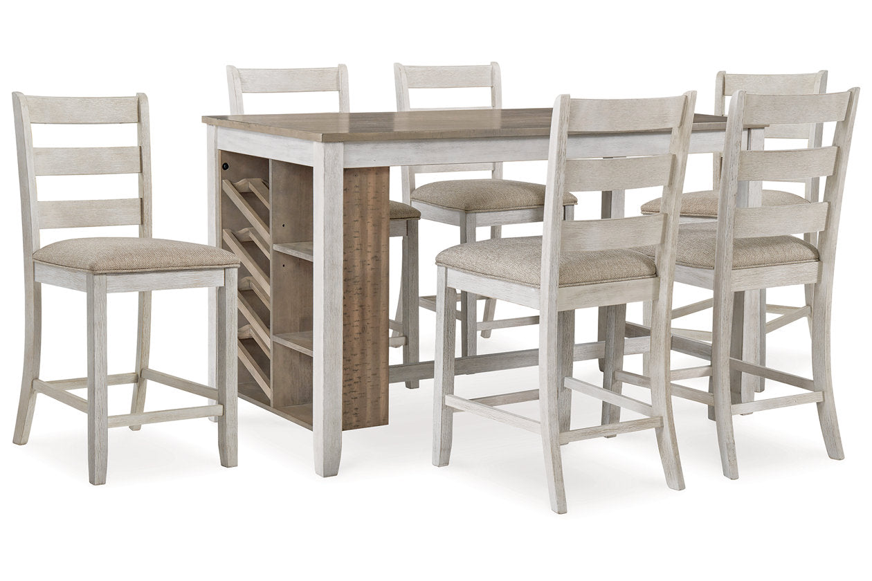 Skempton Two-tone Counter Height Dining Table and 6 Barstools from Ashley - Luna Furniture
