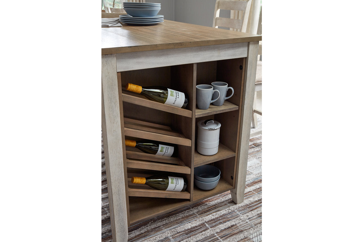 Skempton White/Light Brown Counter Height Dining Table and 2 Barstools - Ashley - Luna Furniture