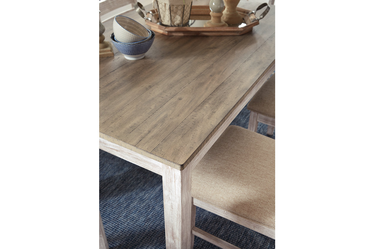 Skempton White/Light Brown Counter Height Dining Table and 2 Barstools - Ashley - Luna Furniture