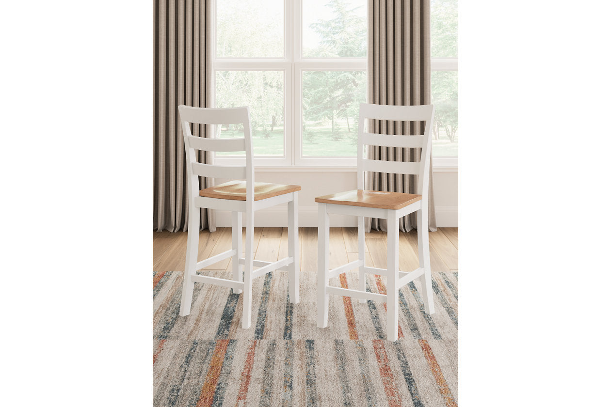 Gesthaven Natural/White Counter Height Dining Table and 2 Barstools - Ashley - Luna Furniture