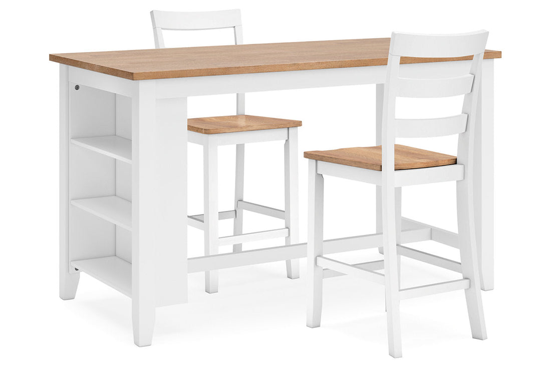 Gesthaven Natural/White Counter Height Dining Table and 2 Barstools - Ashley - Luna Furniture