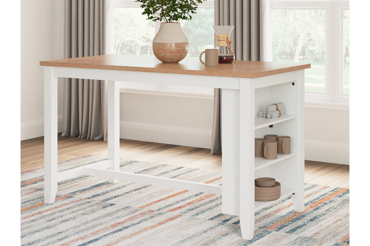 Gesthaven Natural/White Counter Height Dining Table and 2 Barstools - Ashley - Luna Furniture