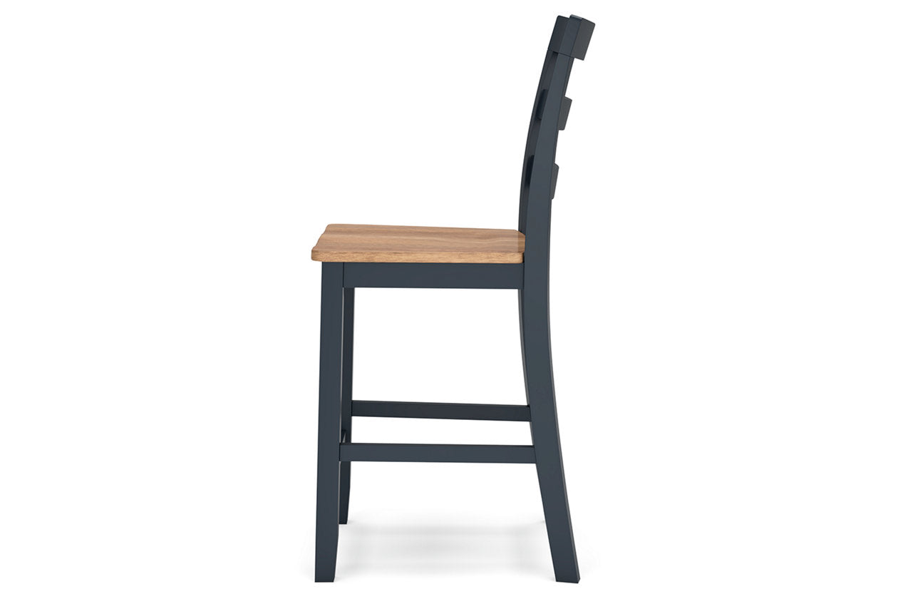 Gesthaven Natural/Blue Counter Height Dining Table and 2 Barstools - Ashley - Luna Furniture
