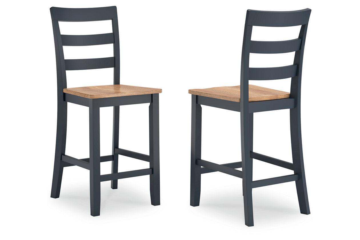 Gesthaven Natural/Blue Counter Height Dining Table and 2 Barstools - Ashley - Luna Furniture