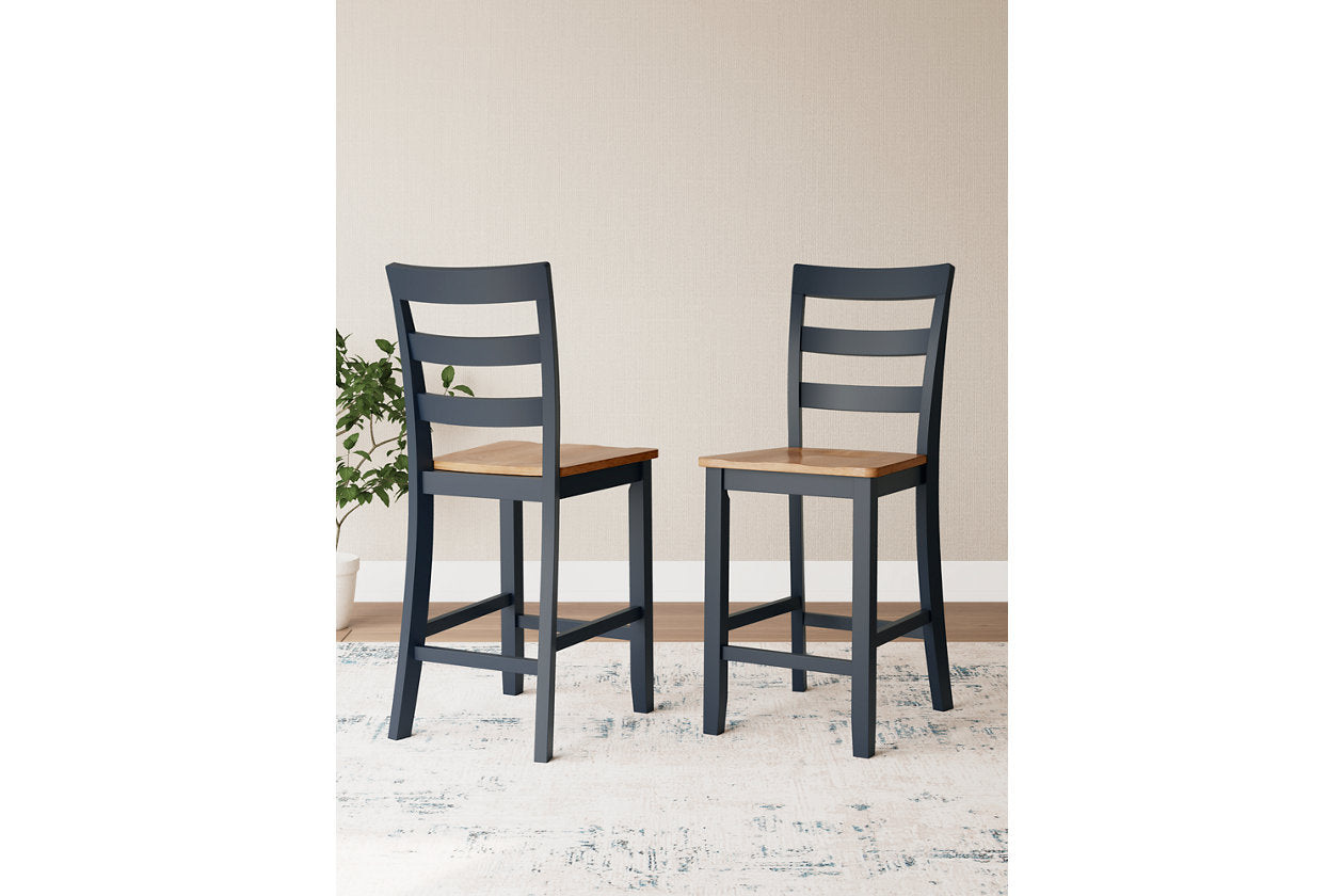 Gesthaven Natural/Blue Counter Height Dining Table and 2 Barstools - Ashley - Luna Furniture